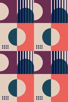 Abstract Geometric Wall Art in Mid-Century Modern Style Stock Illustration