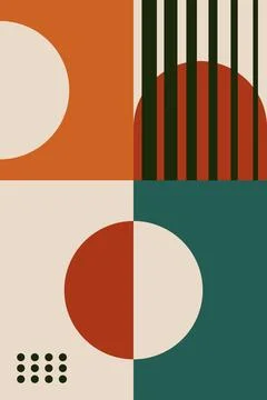 Abstract Geometric Wall Art in Mid-Century Modern Style Stock Illustration