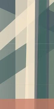 Abstract geometric wall pattern with muted blue, teal, beige, and soft peac.. Stockillustratie
