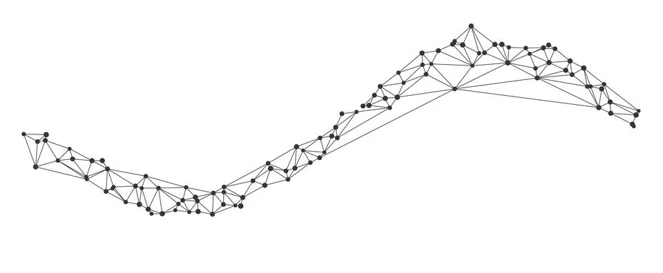 Abstract Geometric Wave Network Line Art Illustrazione stock