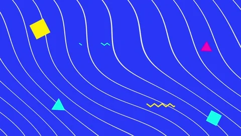 Abstract Geometric Wave Pattern with Colorful Shapes on Blue Background Art.. Vídeo Stock 341926764