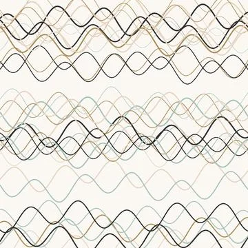 Abstract geometric wave patterns intersecting organic lines on white backgrou Stock Illustration