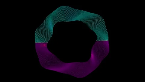 Abstract Geometric Waveform Animation in Teal and Magenta with Cyclic Motion Stock-Footage 345945072