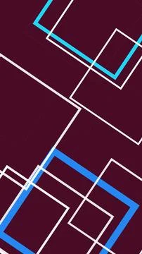 Abstract geometric waveform lines in vivid blue cross over deep maroon, cre.. Stock Illustration
