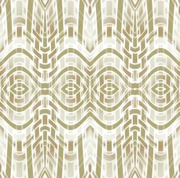 Abstract geometric wavy pattern olive green beige brown white Stock Illustration