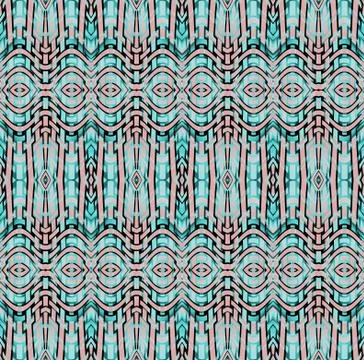 Abstract geometric wavy pattern pink turquoise netting Stock Illustration
