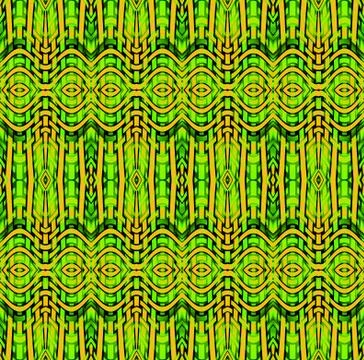 Abstract geometric wavy pattern yellow orange green netting Stock Illustration