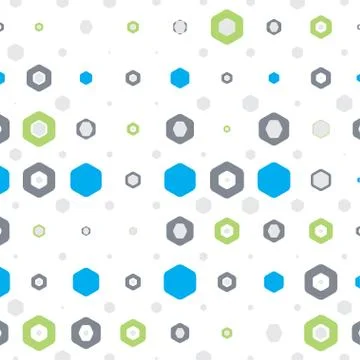 Abstract geometric white background with hexagons of different colors and siz Stock Illustration