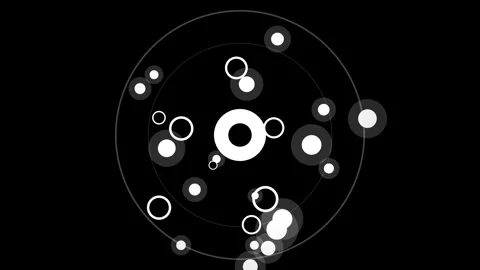 Abstract Geometric White Circles Orbiting on Black Background Motion Graphics Vídeo Stock 347963313