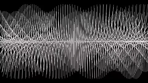 Abstract Geometric White Line Wave Motion on Black Background,Generative Art Stock Footage 326701490