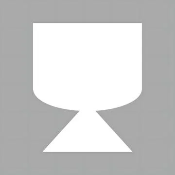 Abstract geometric white trophy cup design on a simple gray background Illustrazione stock