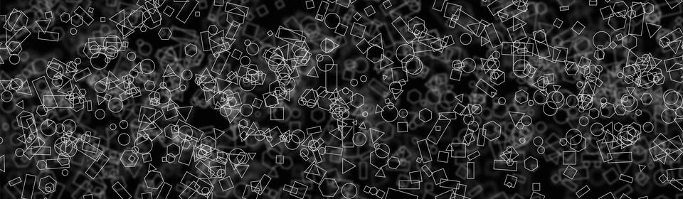 Abstract geometric wireframe background with white outlined shapes on dark .. 스톡 일러스트