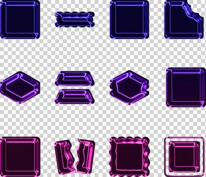 Abstract geometric wireframe cubes with glowing neon purple and blue edges on Stock Illustration