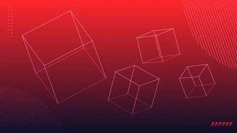 Abstract Geometric Wireframe Cubes on Gradient Background Stock Illustration