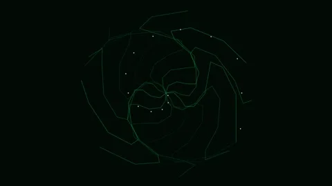 Abstract geometric wireframe forming a dark swirling vortex pattern Stock Footage 338311412