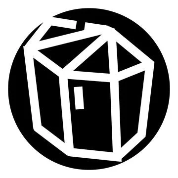 Abstract geometric wireframe hexagon shape in circle logo Stock Illustration