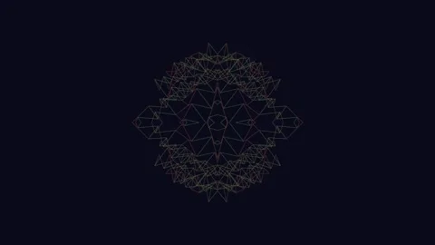 Abstract Geometric Wireframe Mandala on Dark Background Stock Footage 337516156