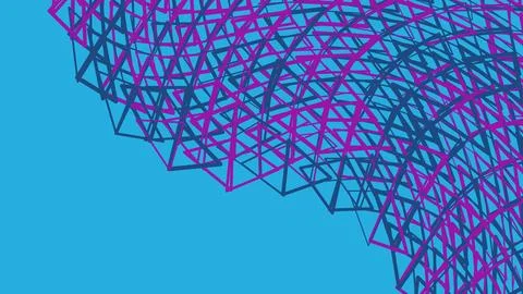 Abstract geometric wireframe mesh with pink and blue lines Illustrazione stock