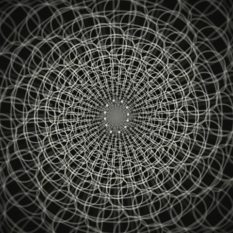 Abstract geometric wireframe pattern forming an optical illusion circle Stock Footage 345691058