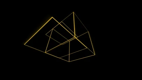 Abstract geometric wireframe structure on a solid black background setting Stock Footage 335117291