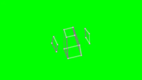 Abstract geometric wireframe structure on a solid vibrant green background Stock Footage 340266025
