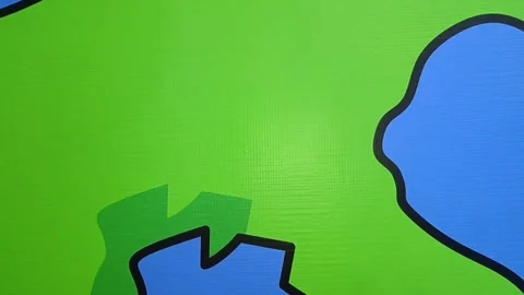Abstract geometric world map design in green and blue hues. Perfect for educatio Видео 335065207