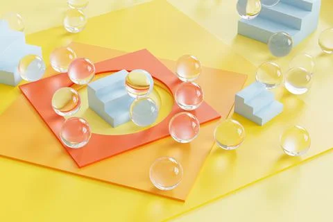 Abstract geometric yellow background with square shaped paper cards Stock Illustration