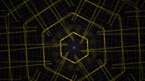 Abstract Geometric Yellow Hexagonal Network Pattern Animation. Stock Footage 333914424