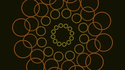 Abstract geometric yellow mandala pattern art loop on black background design Stock Footage 341057159
