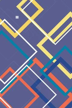 Abstract geometric zigzag frames in coral, teal, yellow, and white overlap .. Ilustração Stock