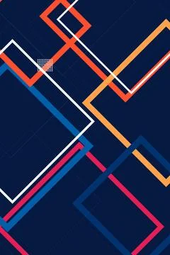 Abstract geometric zigzag lines in blue, red, orange, and white create a dy.. Stock Illustration