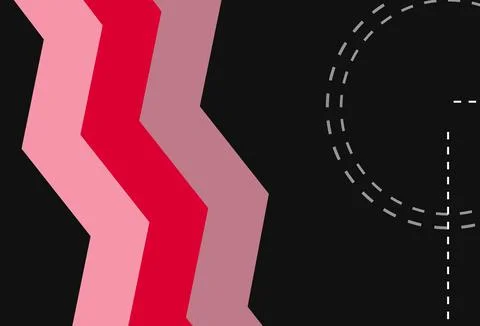 Abstract Geometric Zigzag Stripes With Dashed Circle Minimal Modern Pink Re.. 스톡 일러스트