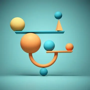 Abstract geometrical elements on balance. イラスト素材