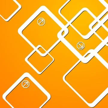 Abstract geometrical elements on the orange backdrop. Vector tech design e... Stock Photos