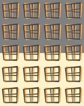 Abstract geometrical grid seamless pattern. Cute windows composition in grey Stock Illustration