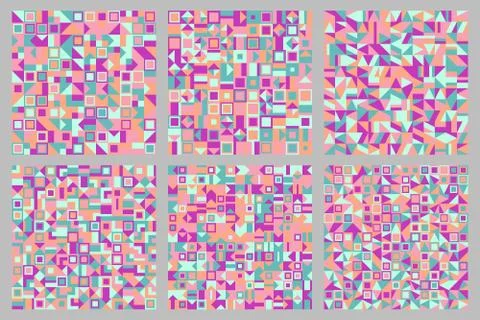 Abstract geometrical mosaic pattern background design set Иллюстрация