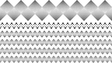 Abstract geometrical repeating circle pattern page divider set Illustrazione stock