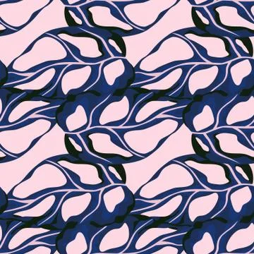 Abstract geometrical seamless pattern with monstera leaf silhouettes. Pink an Illustrazione stock