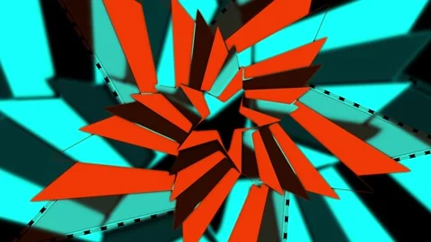 Abstract geometrical shape animation with moving rotating and spinning orang Stock Footage 249935094