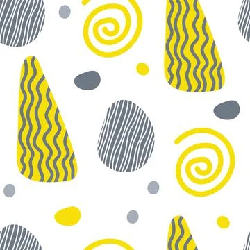 Abstract geometrical shape seamless pattern. Hand drawn textured various shapes Stock Illustration