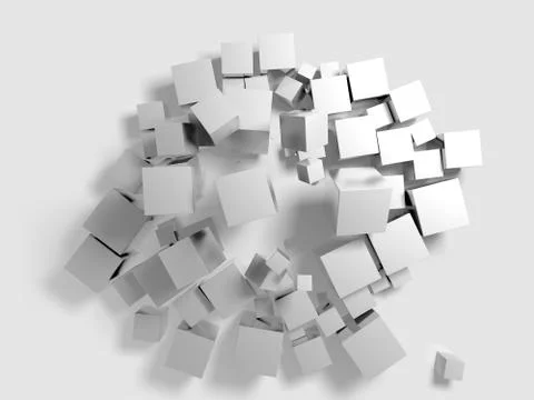 Abstract geometry background with balls collisioned above flat surface Stock Illustration