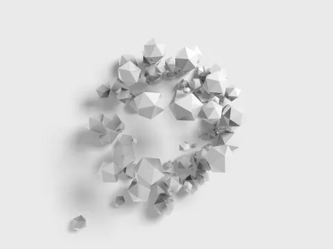 Abstract geometry background with balls collisioned above flat surface Stock Illustration