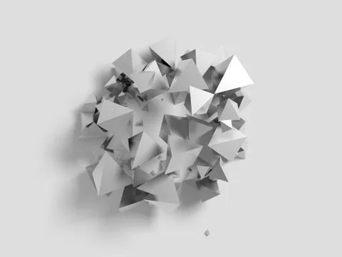 Abstract geometry background with balls collisioned above flat surface Stock Illustration