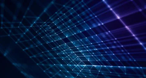 Abstract geometry background in perspective. connection of data and code. Str Illustrazione stock