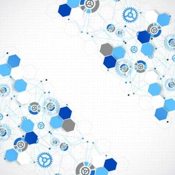 Abstract geometry blue color technology background. Illustrazione stock