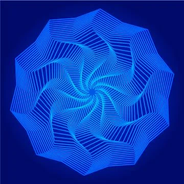 Abstract geometry blue mandala on dark background Illustrazione stock