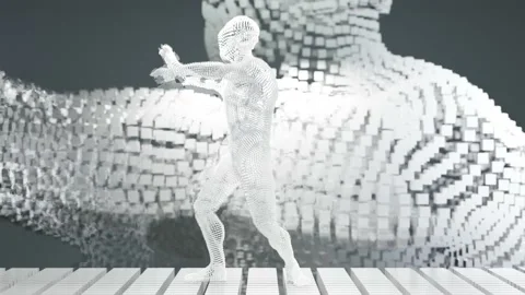 Abstract Geometry Dancing clip. waving arms, cubes charachter,  wave hip hop Stock Footage 194146069