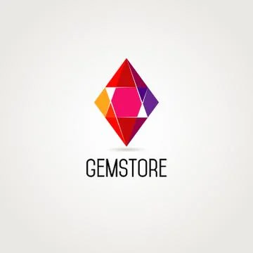 Abstract Geometry Gem Stone Logo Design Symbol Icon Stock Illustration