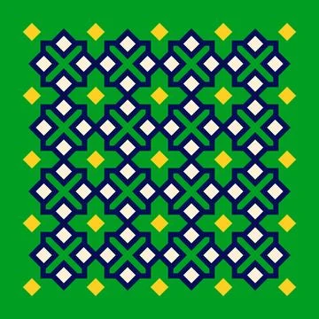 Abstract geometry illustration, symmetrical pattern, green yellow geometric.. Stock Illustration