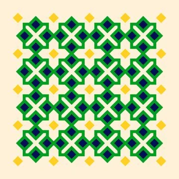 Abstract geometry illustration, symmetrical pattern, green yellow geometric.. Stock Illustration